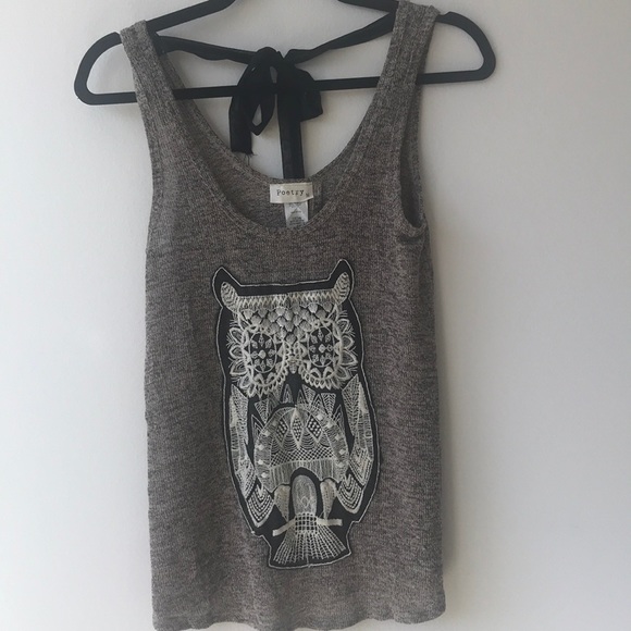 Owl Top with tie and open back - Picture 2 of 7